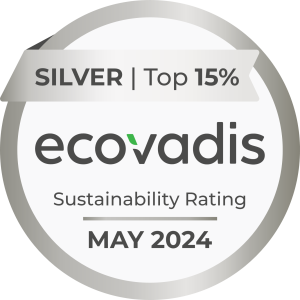 EcoVadis-certifiering som visar Klarviks engagemang f&ouml;r h&aring;llbarhet och etiskt ansvar i aluminiumproduktion.